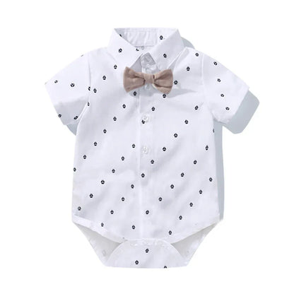 IconicPrint™ Gentleman Baby Romper | Designer-Style Formal Bodysuit - bebeika