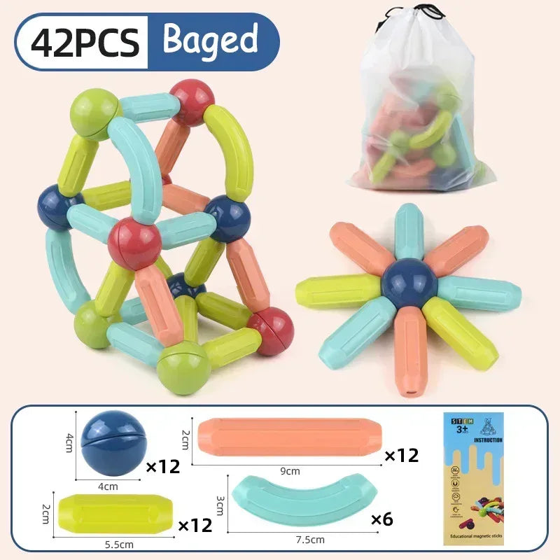 Magnetic Rod Children's Early Education Educational Toys Boys And Girls Assembled Large Particles Of Magnetic Building Blocks - bebeika