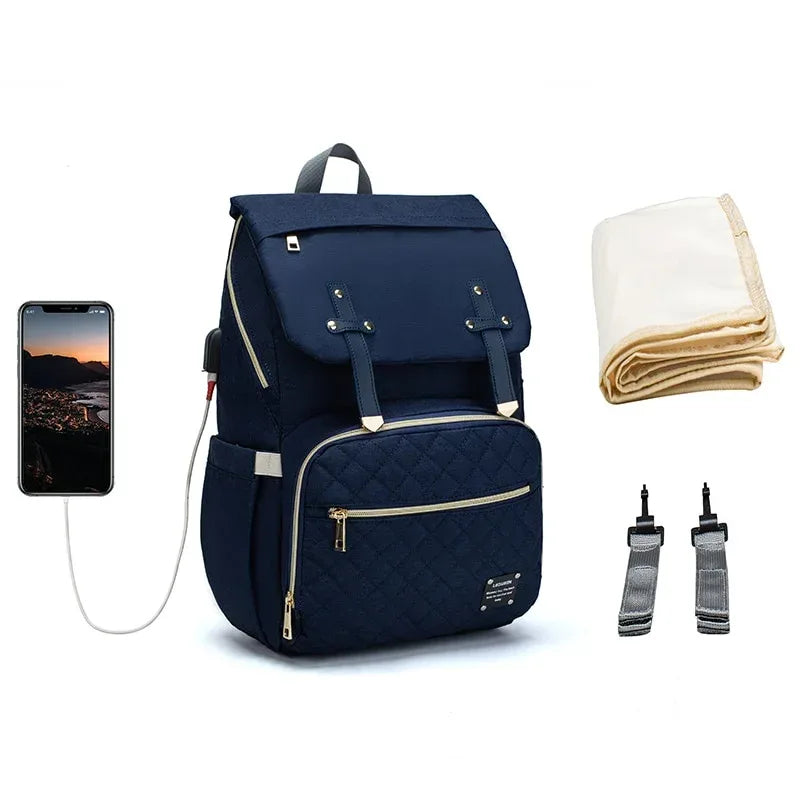 LeQueen™ Diaper Bag Backpack | Large Capacity Travel Bag with USB Port - bebeika