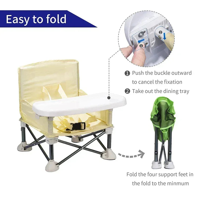 Adventurous Toddler™ Portable Camping Chair | Folding High Chair with Tray & Carry Bag - bebeika