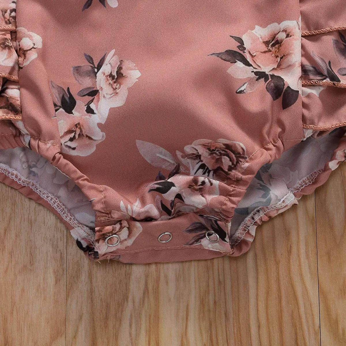MeadowBloom™ Baby Girl Romper | Vintage Pastoral Style Floral Bodysuit - bebeika