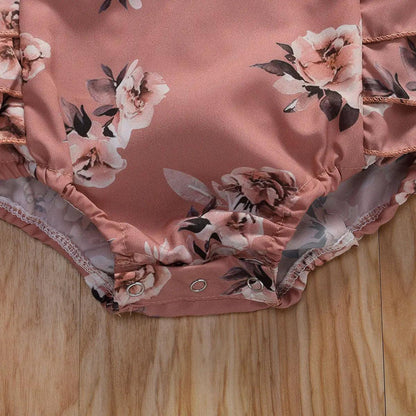 MeadowBloom™ Baby Girl Romper | Vintage Pastoral Style Floral Bodysuit - bebeika
