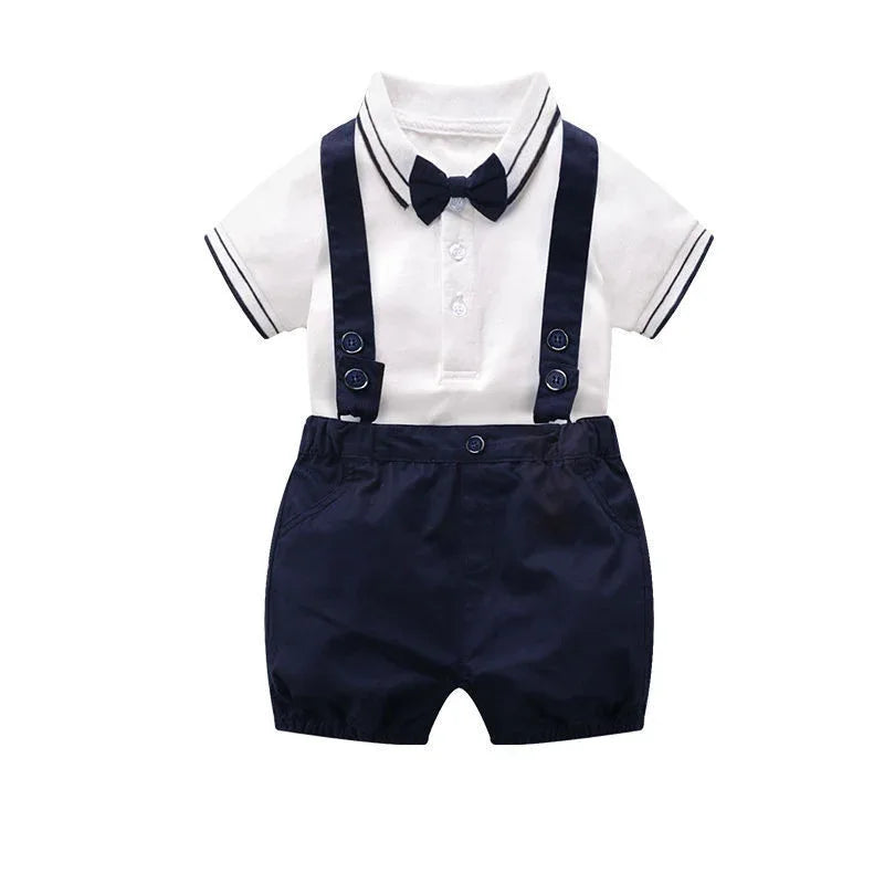 LondonElite™ Gentleman Baby Romper | Short-Sleeve Tailored Bodysuit - bebeika