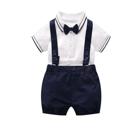LondonElite™ Gentleman Baby Romper | Short-Sleeve Tailored Bodysuit - bebeika