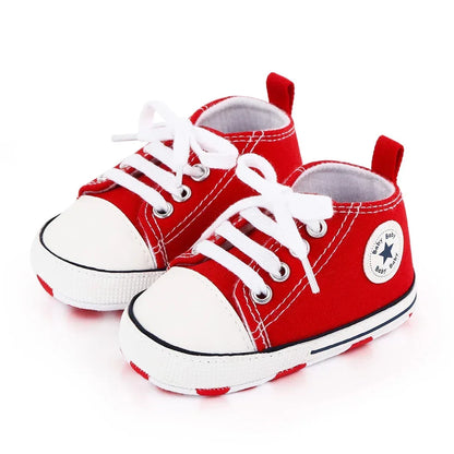 StarSteps™ Classic Canvas Crib Shoes | Soft-Sole Anti-Slip Sneakers - bebeika