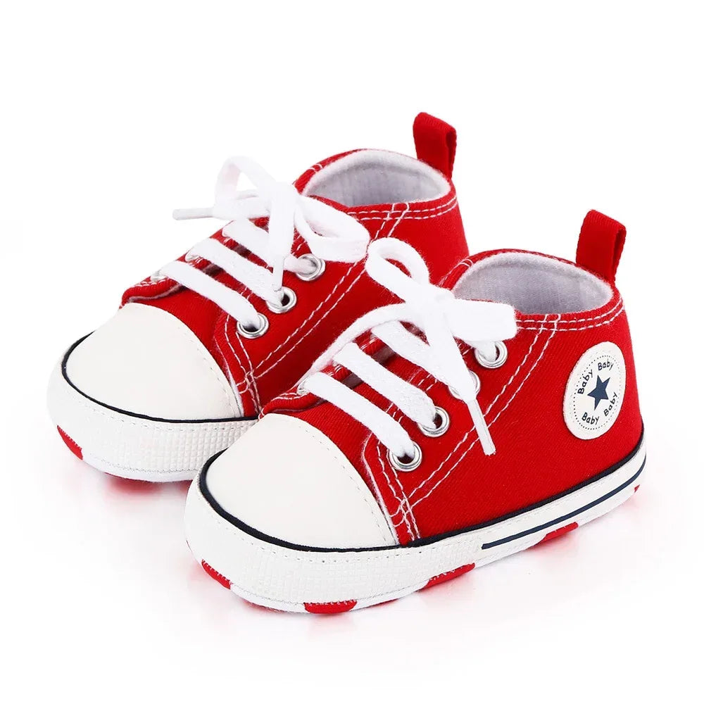 StarSteps™ Classic Canvas Crib Shoes | Soft-Sole Anti-Slip Sneakers - bebeika
