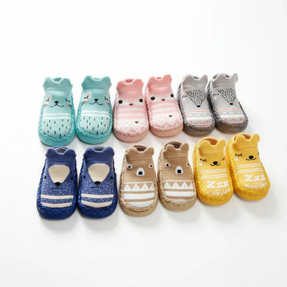 FoxPaws™ Anti-Slip Baby Sock Shoes | Leather-Sole Indoor Walkers - bebeika