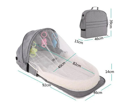 NomadNest™ Foldable Baby Travel Bed | Portable Sleeping Pod with Mosquito Net & Toys - bebeika