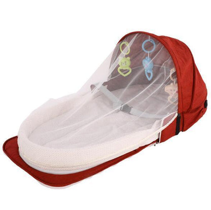 NomadNest™ Foldable Baby Travel Bed | Portable Sleeping Pod with Mosquito Net & Toys - bebeika