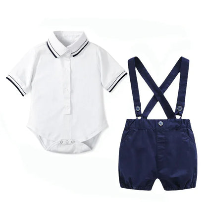 LondonElite™ Gentleman Baby Romper | Short-Sleeve Tailored Bodysuit - bebeika