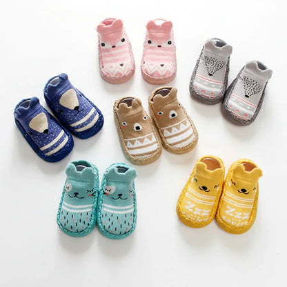 FoxPaws™ Anti-Slip Baby Sock Shoes | Leather-Sole Indoor Walkers - bebeika