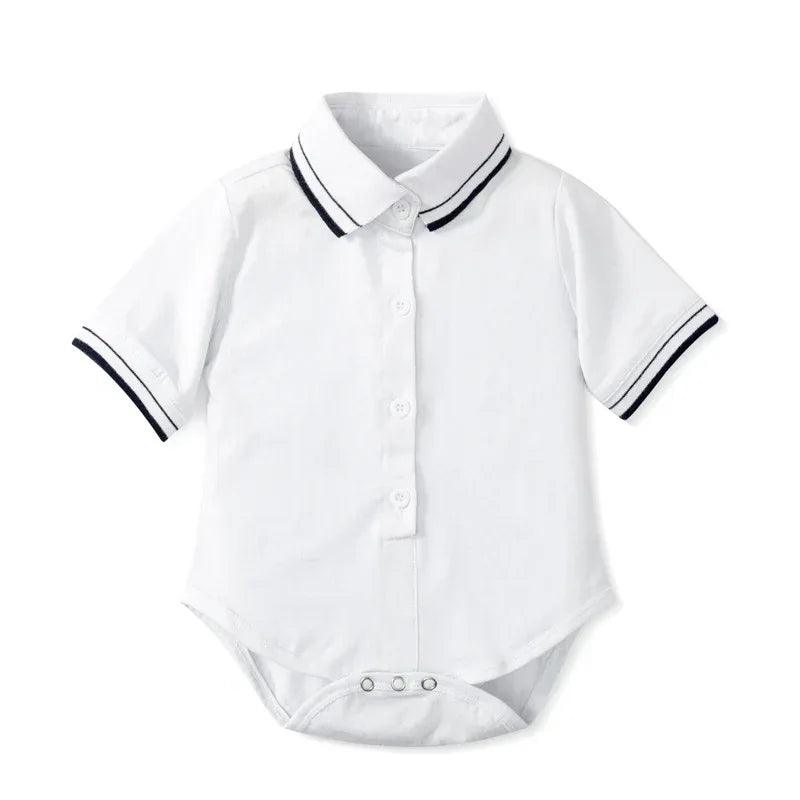 LondonElite™ Gentleman Baby Romper | Short-Sleeve Tailored Bodysuit - bebeika