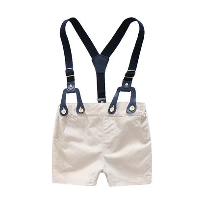 MiniPrep™ Baby Boy Overalls Set | Short-Sleeve Plaid Gentleman Suit - bebeika