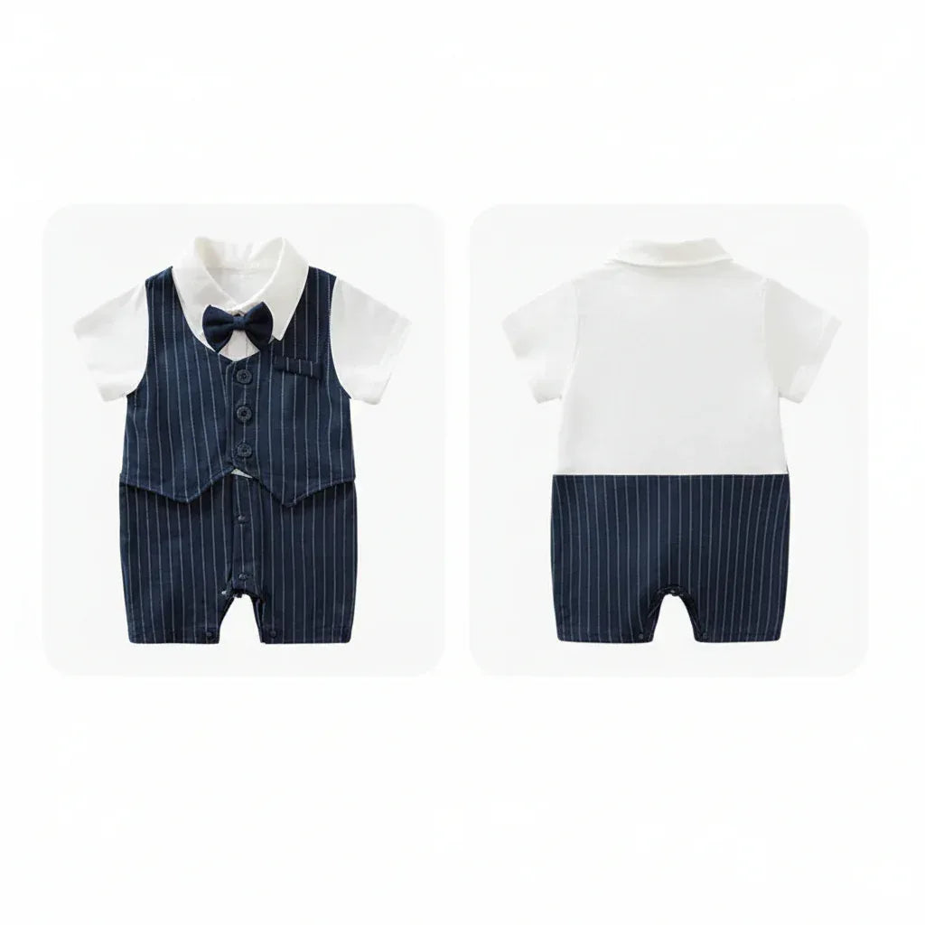 Moonlight™ Newborn Gentleman Romper | Thin Summer Formal Creeper - bebeika