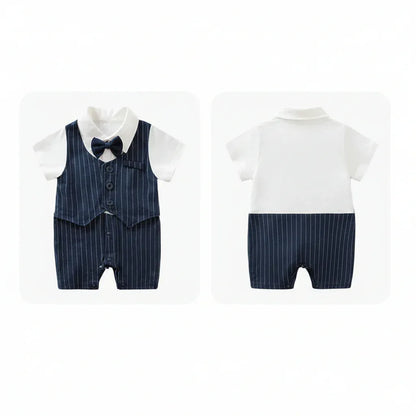 Moonlight™ Newborn Gentleman Romper | Thin Summer Formal Creeper - bebeika