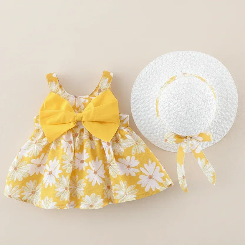 Floral Gala™ Toddler Princess Dress | Big Bow Floral Summer Skirt - bebeika