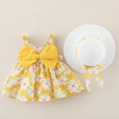 Floral Gala™ Toddler Princess Dress | Big Bow Floral Summer Skirt - bebeika