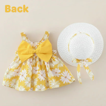 Floral Gala™ Toddler Princess Dress | Big Bow Floral Summer Skirt - bebeika