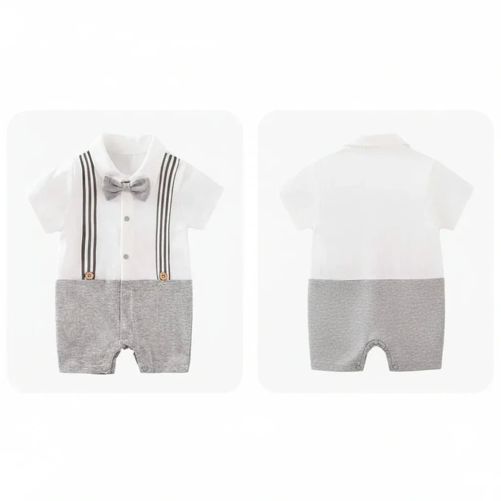 Moonlight™ Newborn Gentleman Romper | Thin Summer Formal Creeper - bebeika