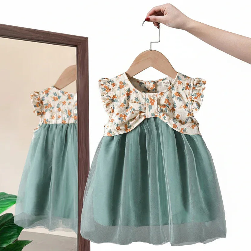 AeroChiffon™ Baby Girl Floral Dress | Lightweight Chiffon Party Skirt - bebeika