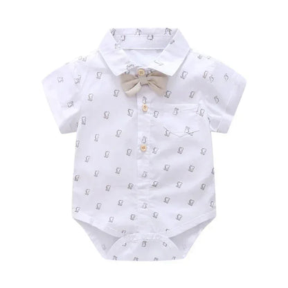 MiniPrep™ Baby Boy Overalls Set | Short-Sleeve Plaid Gentleman Suit - bebeika