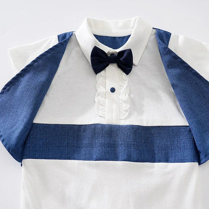 GentleStep™ British Style Baby Romper | Short-Sleeved Gentleman Suit - bebeika