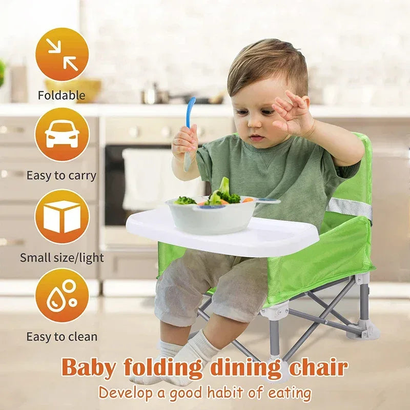 Adventurous Toddler™ Portable Camping Chair | Folding High Chair with Tray & Carry Bag - bebeika