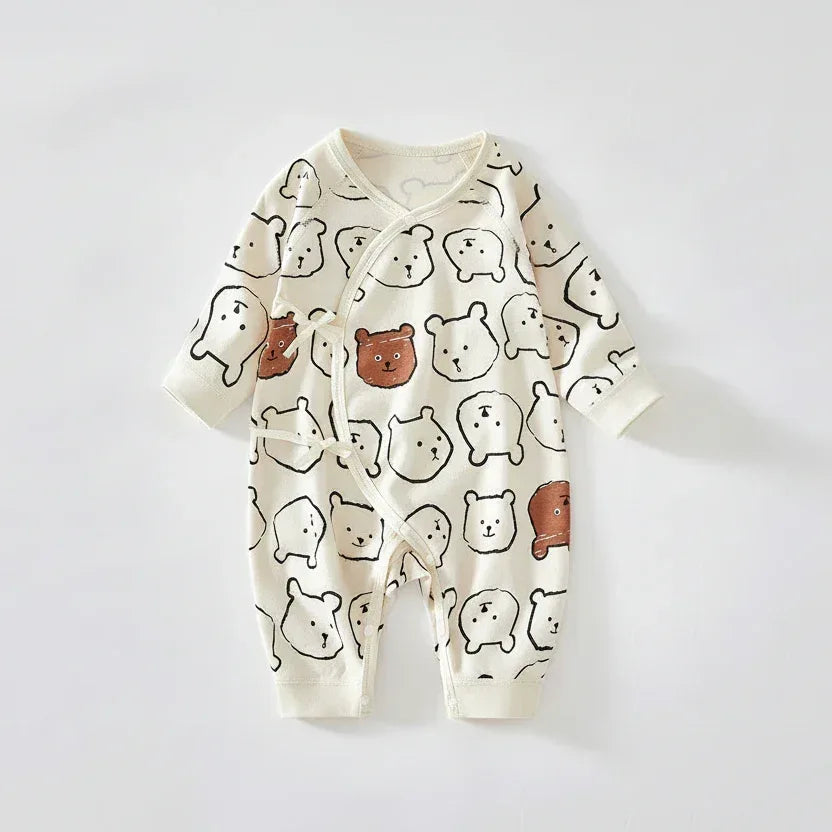 ZenWrap™ Baby Monk-Style Romper | Pure Cotton Cross-Front Newborn Suit - bebeika