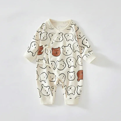 ZenWrap™ Baby Monk-Style Romper | Pure Cotton Cross-Front Newborn Suit - bebeika