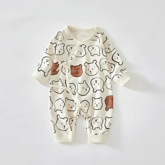 ZenWrap™ Baby Monk-Style Romper | Pure Cotton Cross-Front Newborn Suit - bebeika