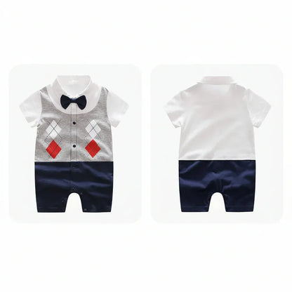Moonlight™ Newborn Gentleman Romper | Thin Summer Formal Creeper - bebeika