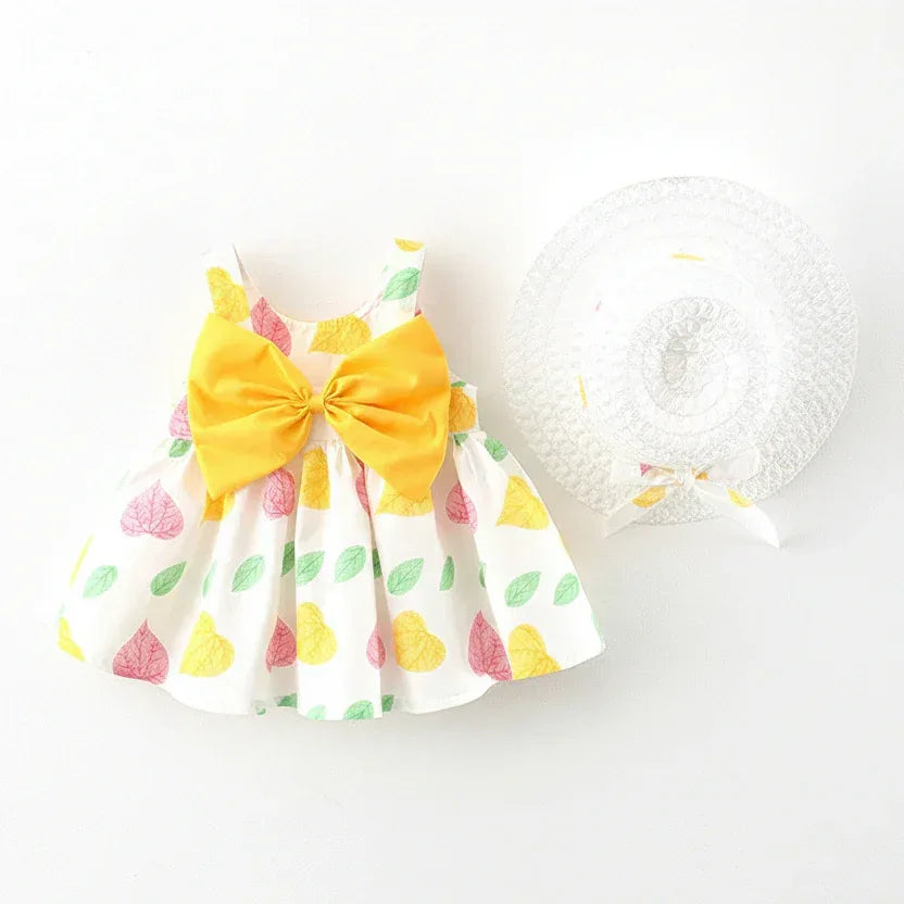 Heritage Floral™ Baby Dress | Sleeveless Bow-Accent Summer Skirt - bebeika