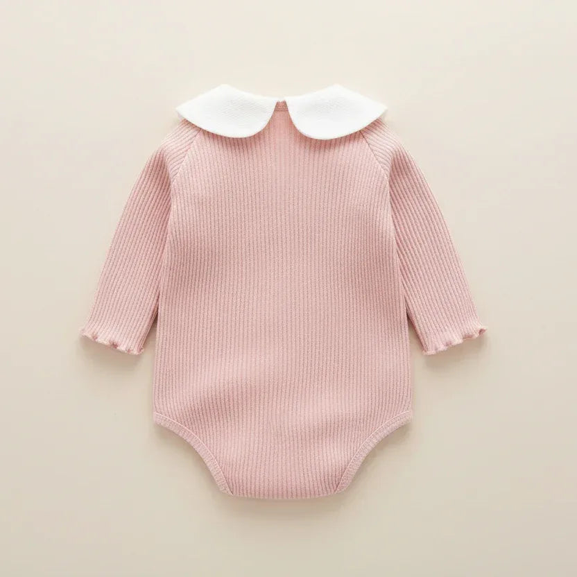 Lily-Mae™ Baby Girl Romper | Peter Pan Collar & Embroidery Bodysuit - bebeika