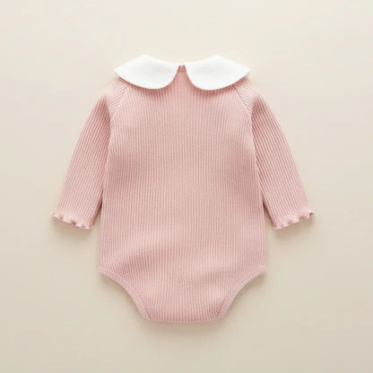 Lily-Mae™ Baby Girl Romper | Peter Pan Collar & Embroidery Bodysuit - bebeika