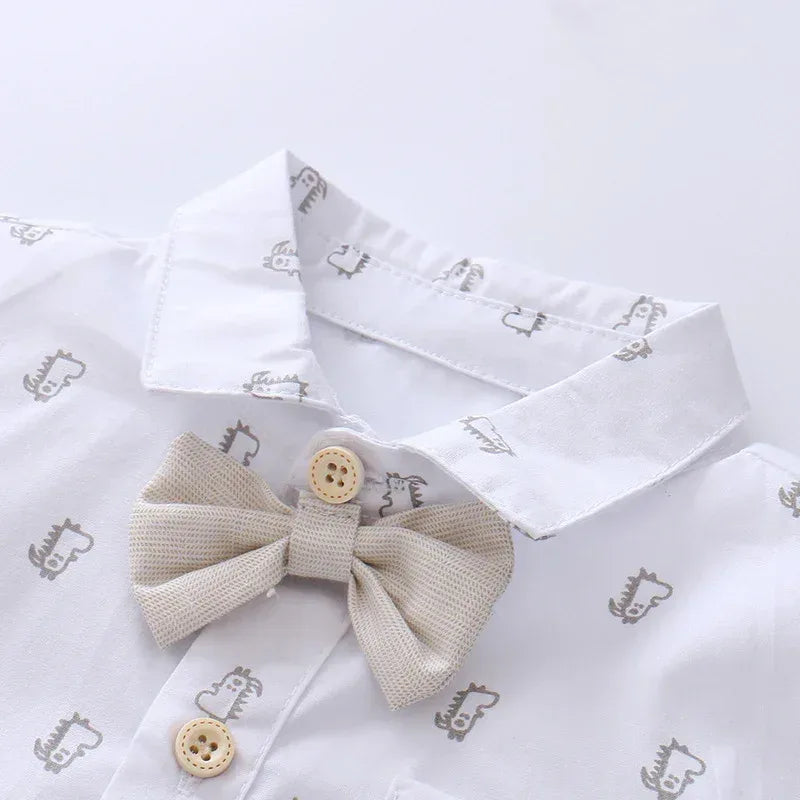 MiniPrep™ Baby Boy Overalls Set | Short-Sleeve Plaid Gentleman Suit - bebeika