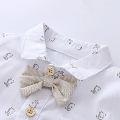 MiniPrep™ Baby Boy Overalls Set | Short-Sleeve Plaid Gentleman Suit - bebeika