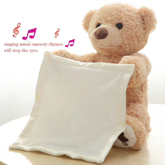 Peek-A-Boo™ Interactive Teddy Bear | Animated Musical Plush with Moving Blanket - bebeika