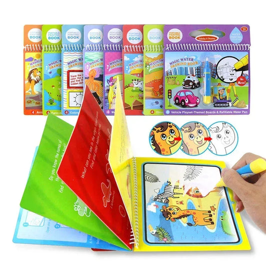 AquaMagic™ Reusable Water Drawing Book | 8 Educational Styles - bebeika