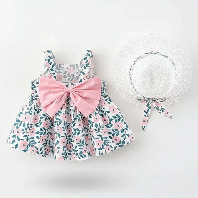 Heritage Floral™ Baby Dress | Sleeveless Bow-Accent Summer Skirt - bebeika