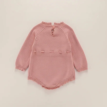 CozyCottage™ Baby Girl Knitted Romper | Long-Sleeve Sweater Bodysuit - bebeika