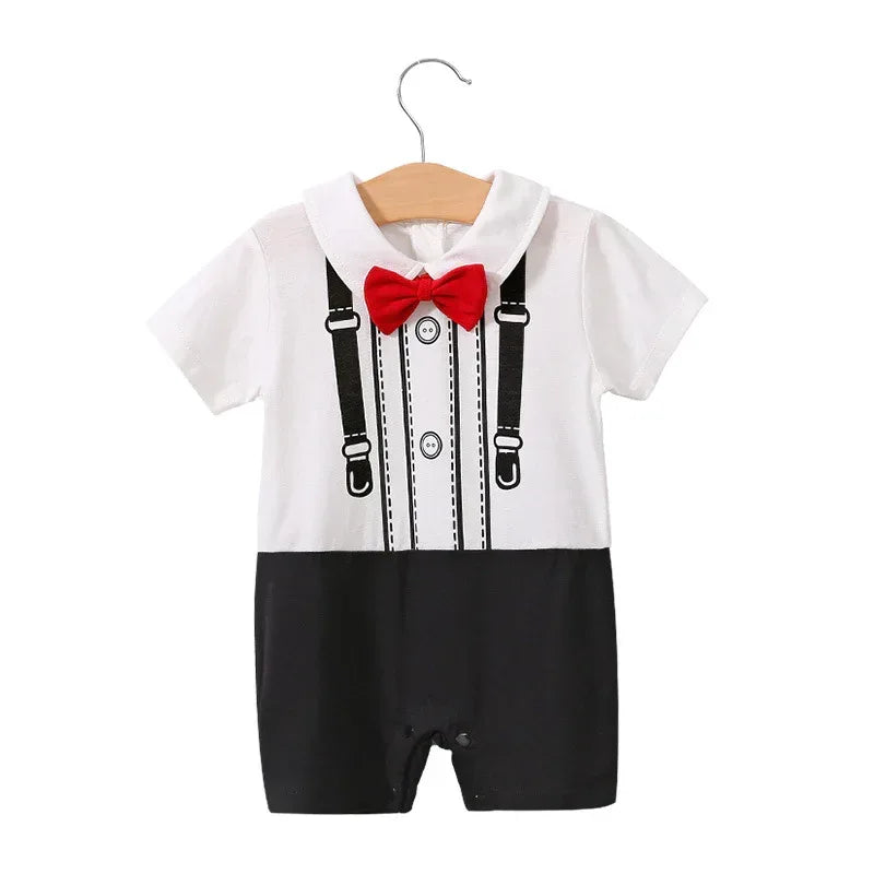 Moonlight™ Newborn Gentleman Romper | Thin Summer Formal Creeper - bebeika