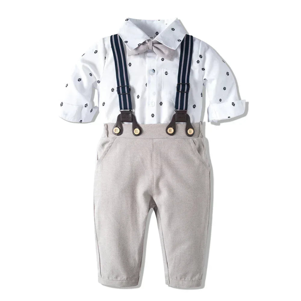 Autumn New Long-Sleeved Romper Suits Infant Clothing Baby Boy Fashion Gentleman Children's Clothing - bebeika