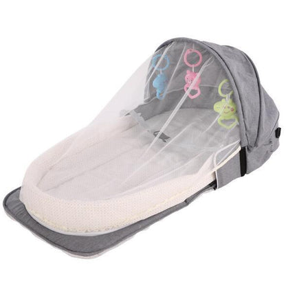NomadNest™ Foldable Baby Travel Bed | Portable Sleeping Pod with Mosquito Net & Toys - bebeika
