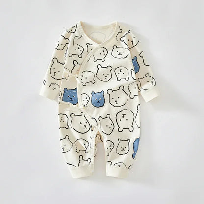 ZenWrap™ Baby Monk-Style Romper | Pure Cotton Cross-Front Newborn Suit - bebeika