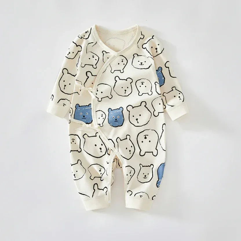 ZenWrap™ Baby Monk-Style Romper | Pure Cotton Cross-Front Newborn Suit - bebeika