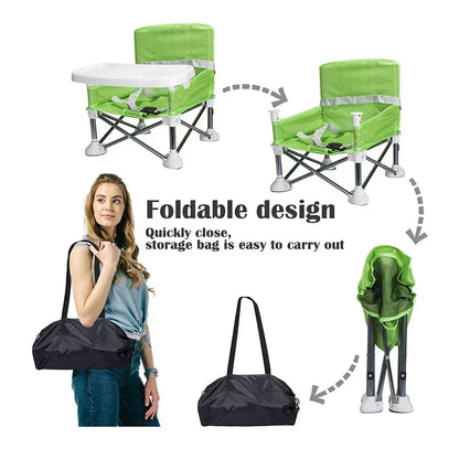 Adventurous Toddler™ Portable Camping Chair | Folding High Chair with Tray & Carry Bag - bebeika