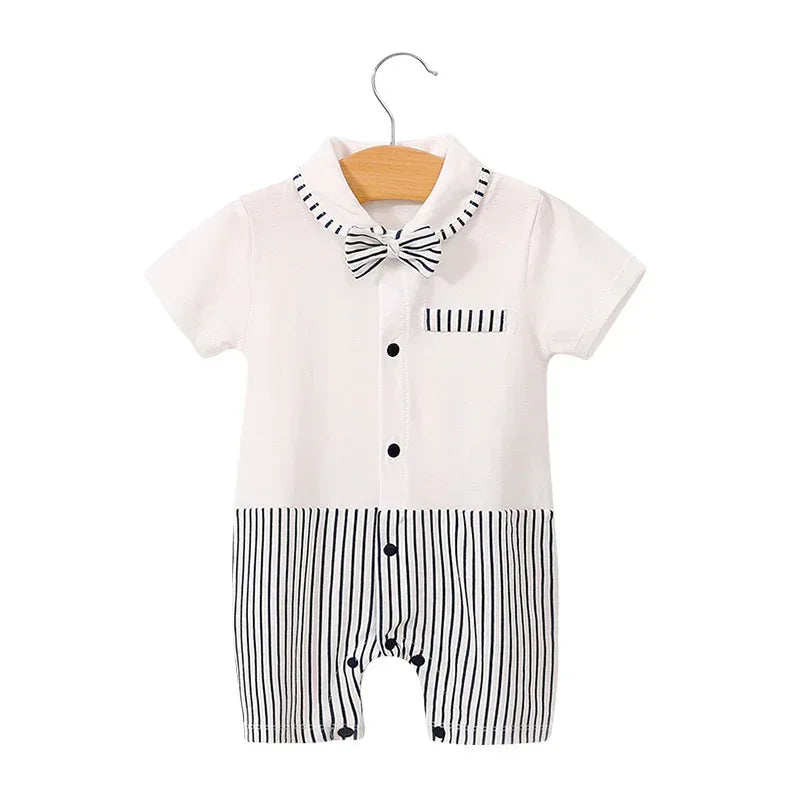 Moonlight™ Newborn Gentleman Romper | Thin Summer Formal Creeper - bebeika