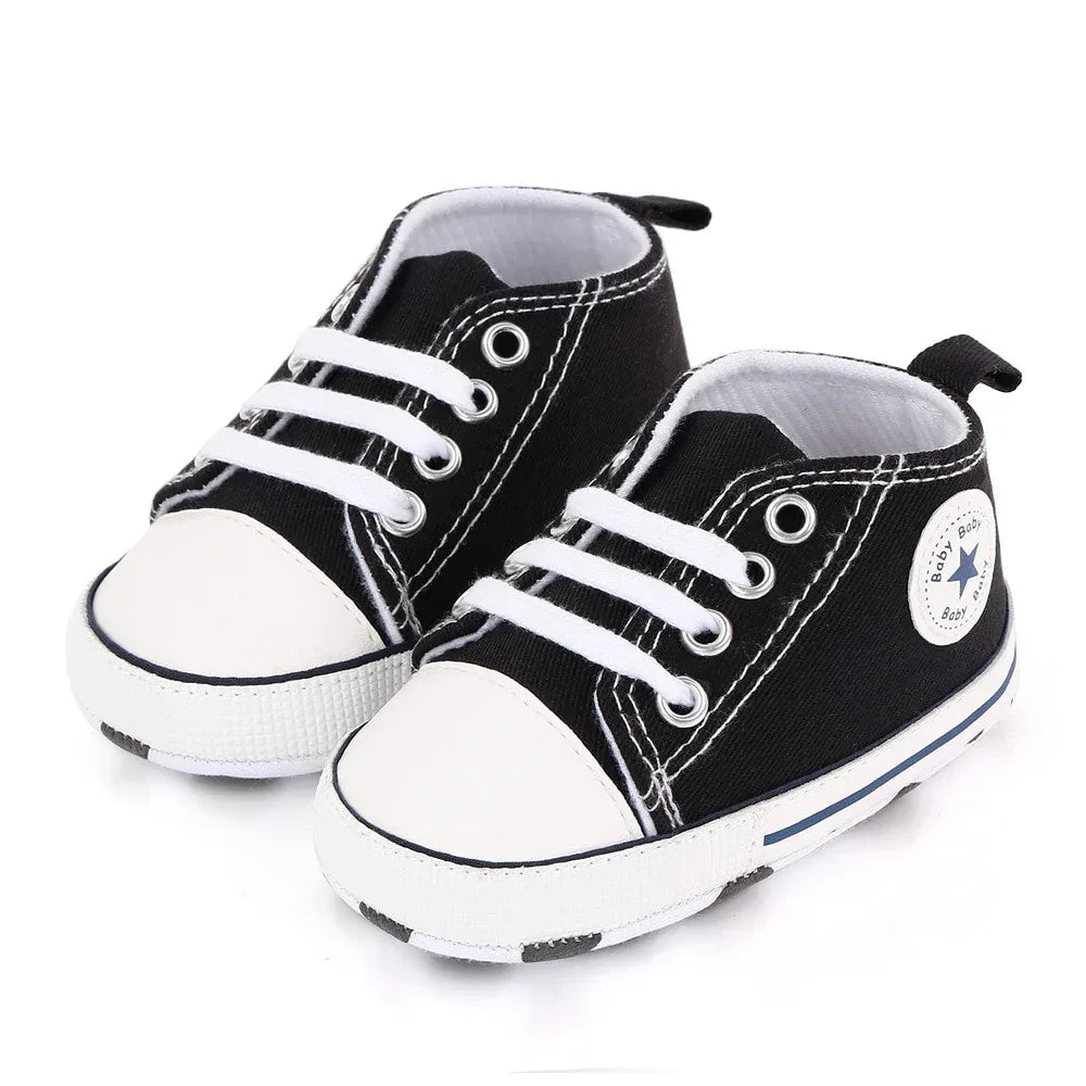 StarSteps™ Classic Canvas Crib Shoes | Soft-Sole Anti-Slip Sneakers - bebeika