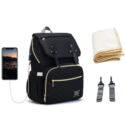 LeQueen™ Diaper Bag Backpack | Large Capacity Travel Bag with USB Port - bebeika