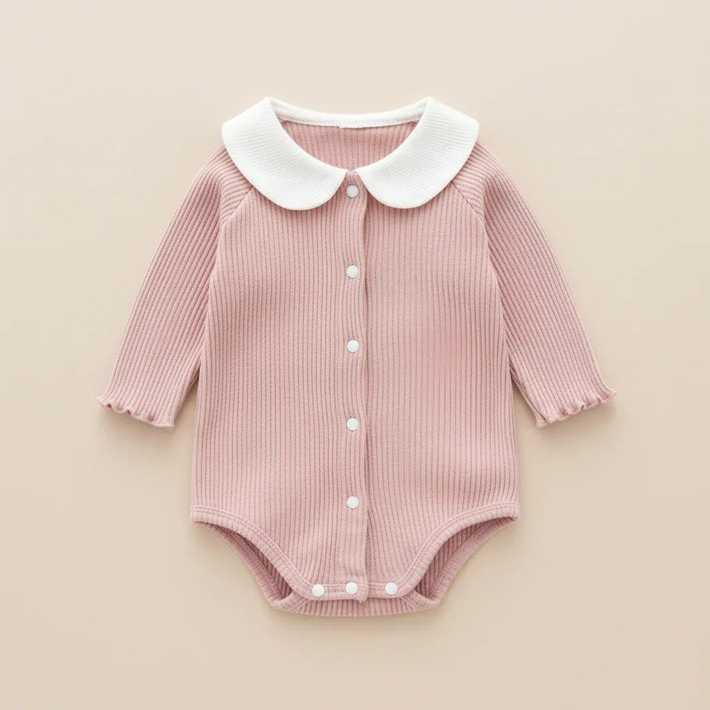 Lily-Mae™ Baby Girl Romper | Peter Pan Collar & Embroidery Bodysuit - bebeika